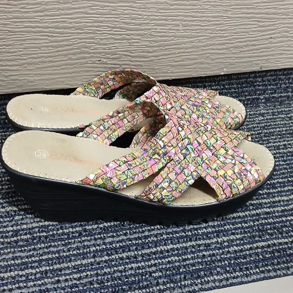 Bernie Mev Multi Color Wedge Sandals Size 9 - Picture 4 of 5